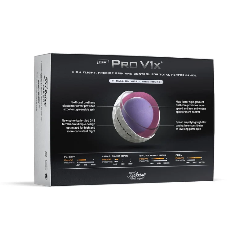 2025 Titleist Pro V1x Golf Balls White 1 Dozen (Pack of 12 Balls)